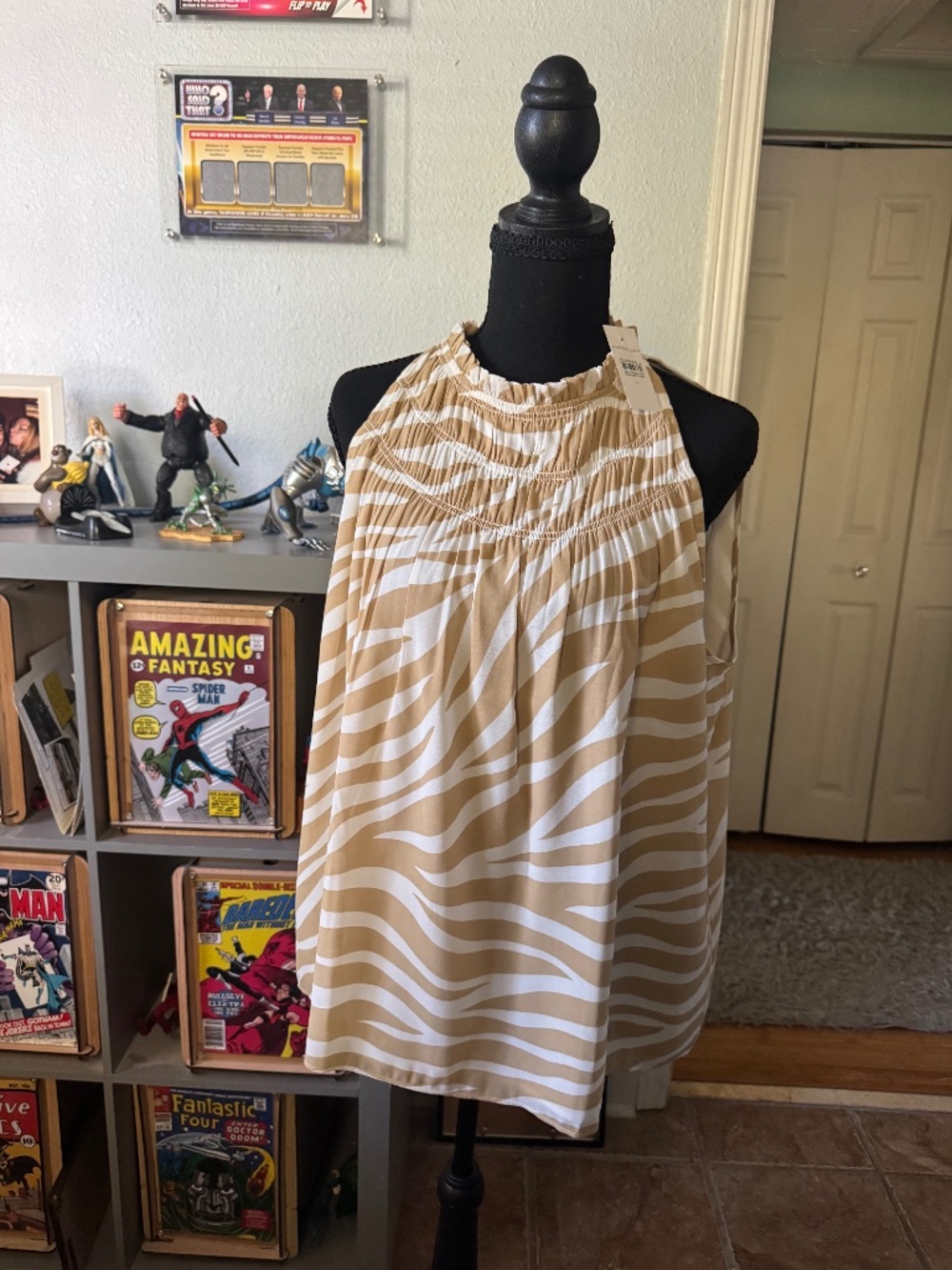New w Tags Ann Taylor Large Tank Zebra Stripe Size Large